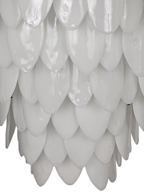 Noir Lotus Chandelier - Handcrafted Iron and Milk Glass, Sculptural Design for Modern Spaces and Elegance XL LAMP782MTB