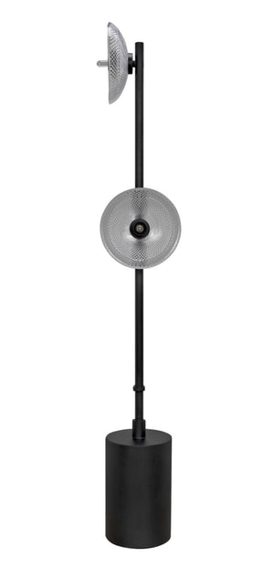 Noir Natilus Floor Lamp – Industrial-Style Artisanal Lighting with Handblown Glass Shades & Compact Design LAMP783MTB