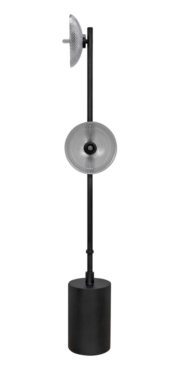 Noir Natilus Floor Lamp – Industrial-Style Artisanal Lighting with Handblown Glass Shades & Compact Design LAMP783MTB