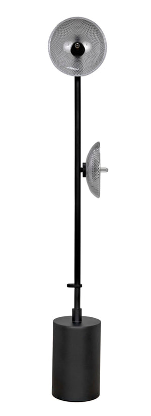 Noir Natilus Floor Lamp – Industrial-Style Artisanal Lighting with Handblown Glass Shades & Compact Design LAMP783MTB