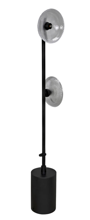 Noir Natilus Floor Lamp – Industrial-Style Artisanal Lighting with Handblown Glass Shades & Compact Design LAMP783MTB
