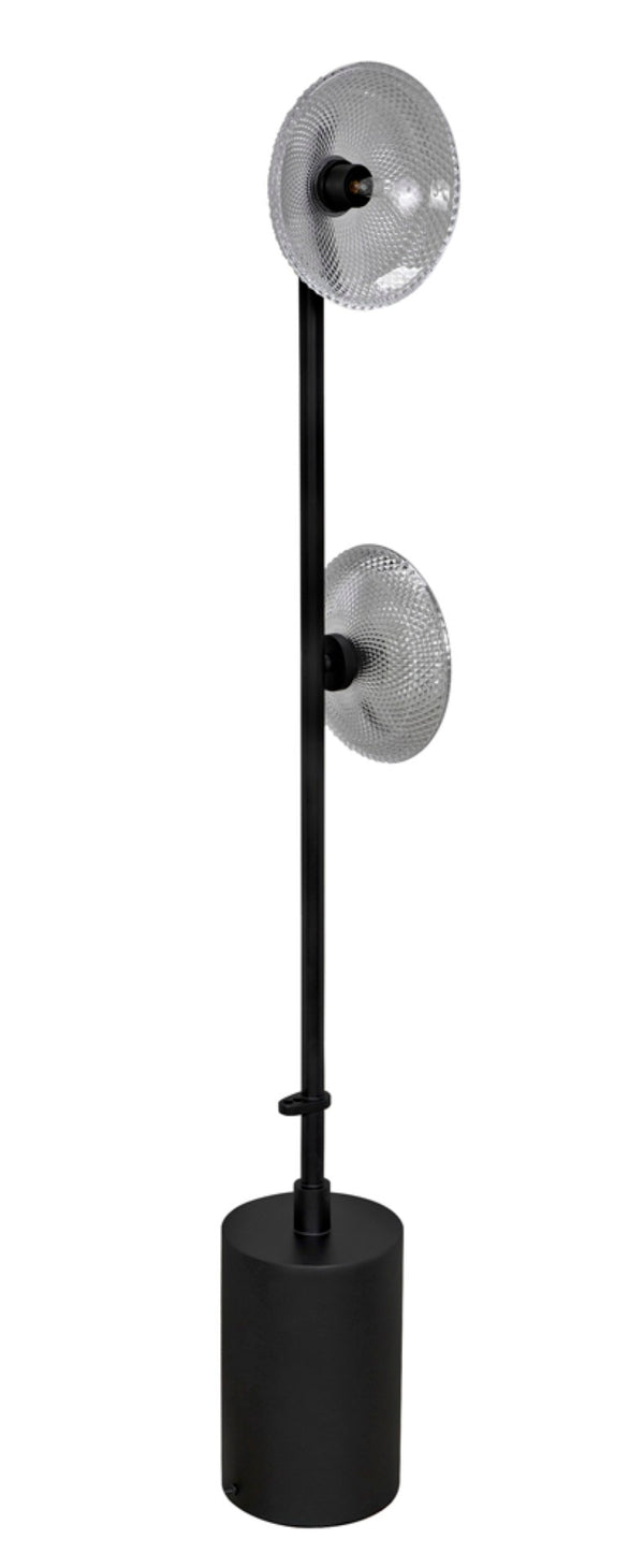 Noir Natilus Floor Lamp – Industrial-Style Artisanal Lighting with Handblown Glass Shades & Compact Design LAMP783MTB