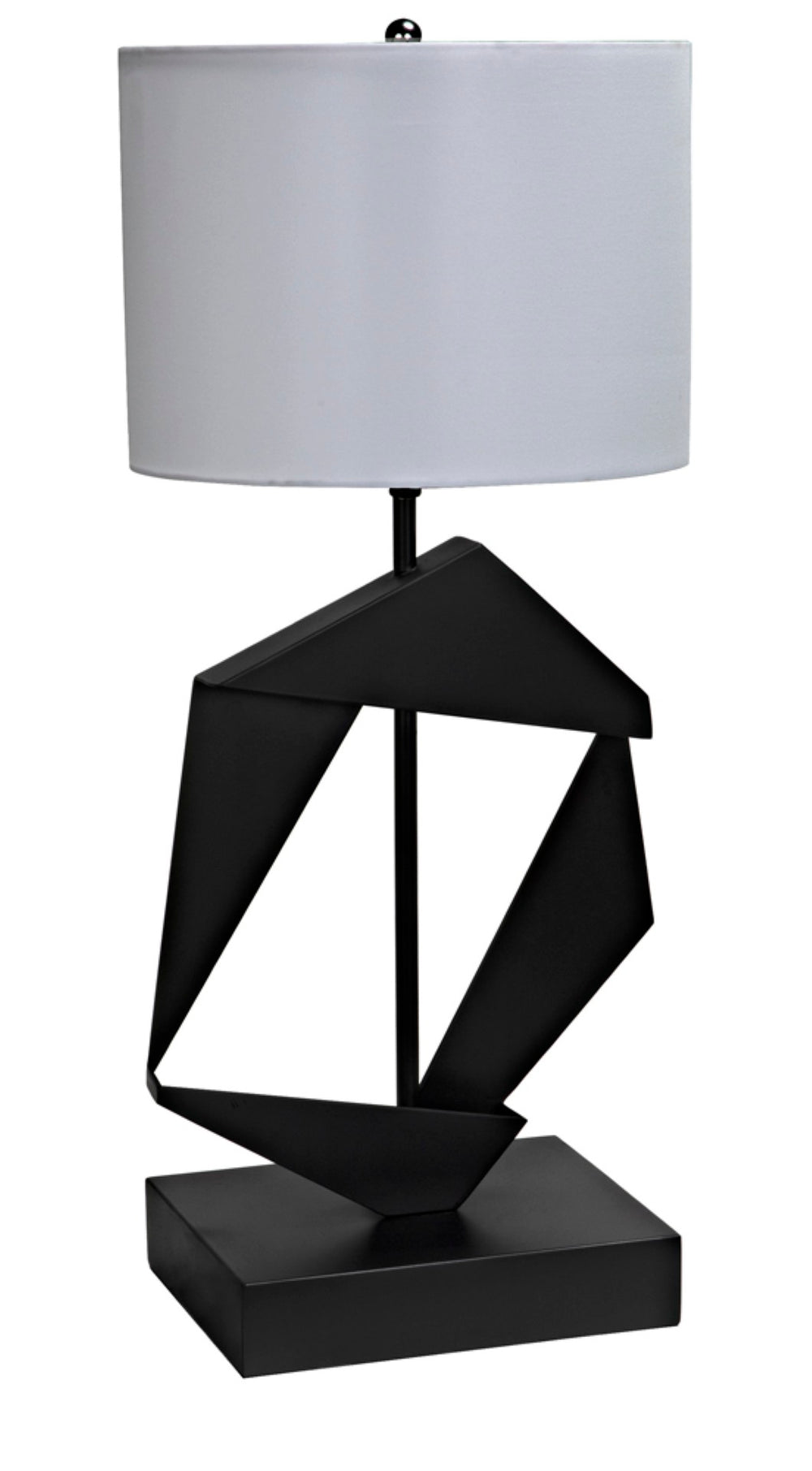 Noir Timothy Table Lamp – Handcrafted Matte Black Iron with White Shade, Modern Industrial Accent Lighting LAMP784MTBSH