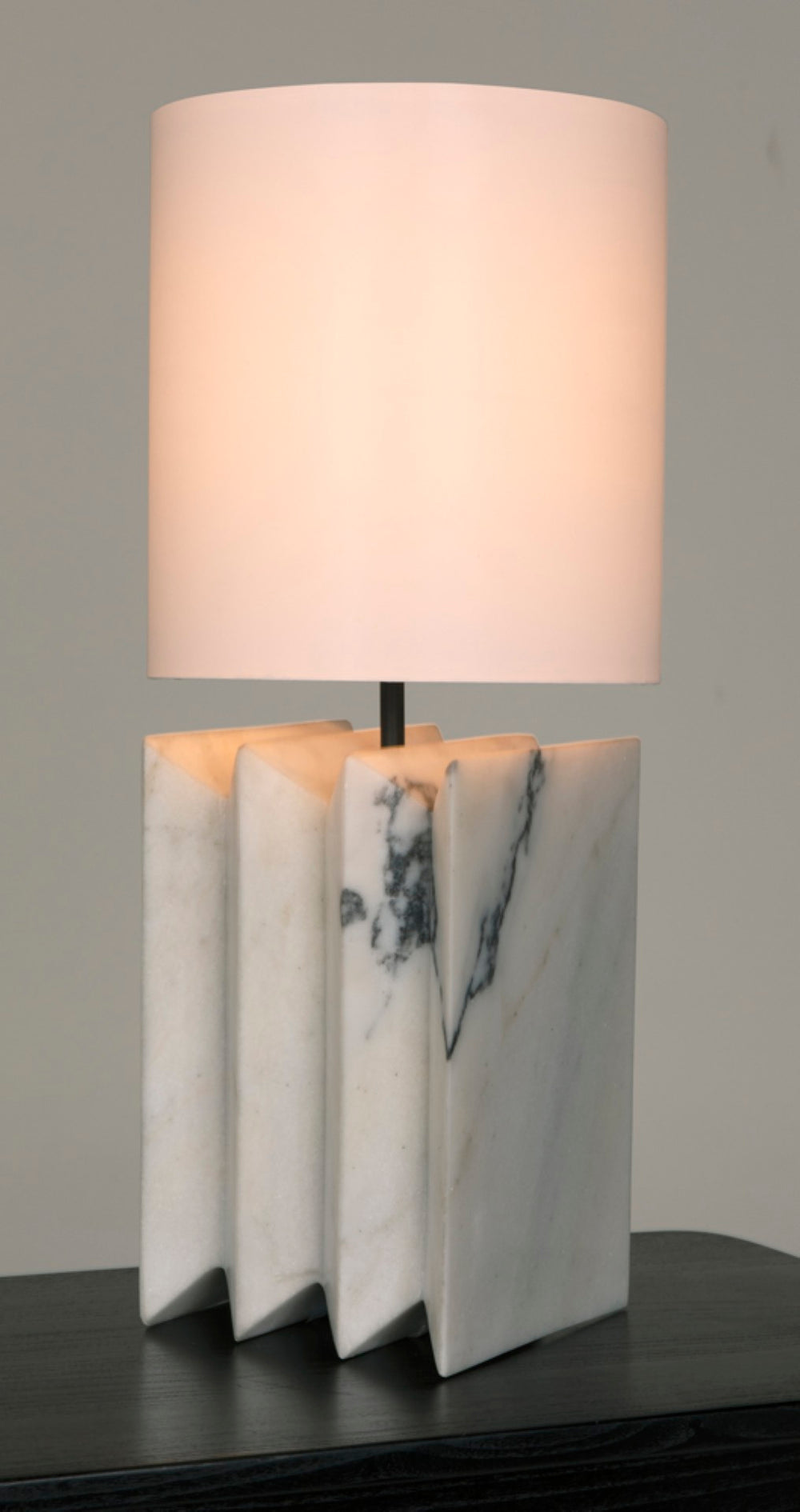 Noir Jman Elegant Table Lamp with Handcrafted White Marble Base & Luxurious Silk Shade for Any Room LAMP788SH