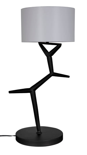 Noir Arizona Industrial Lamp with Silk Shade – Stylish Matte Black Lighting for Modern Interiors & Spaces LAMP790SH