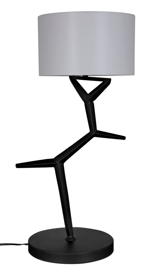 Noir Arizona Industrial Lamp with Silk Shade – Stylish Matte Black Lighting for Modern Interiors & Spaces LAMP790SH