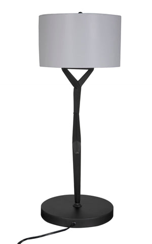 Noir Arizona Industrial Lamp with Silk Shade – Stylish Matte Black Lighting for Modern Interiors & Spaces LAMP790SH
