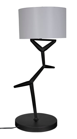 Noir Arizona Industrial Lamp with Silk Shade – Stylish Matte Black Lighting for Modern Interiors & Spaces LAMP790SH