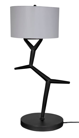 Noir Arizona Industrial Lamp with Silk Shade – Stylish Matte Black Lighting for Modern Interiors & Spaces LAMP790SH