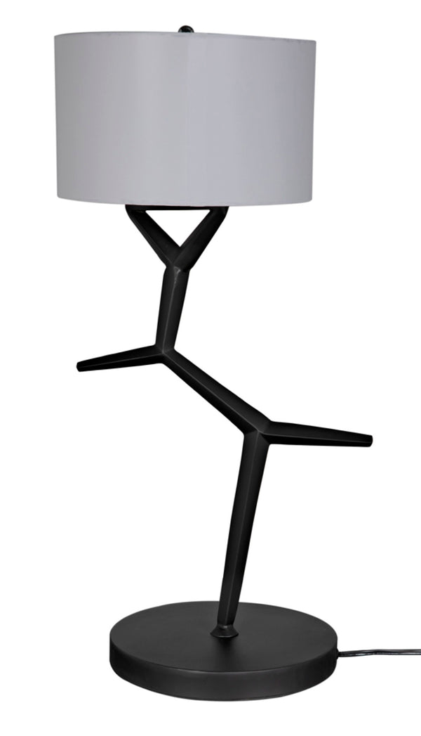 Noir Arizona Industrial Lamp with Silk Shade – Stylish Matte Black Lighting for Modern Interiors & Spaces LAMP790SH