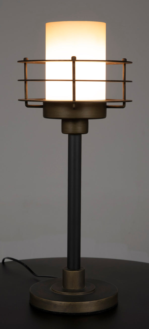 Noir Lighthouse Lamp - Coastal-Inspired Design with Frosted Glass Shade for Elegant Ambient Lighting LAMP793
