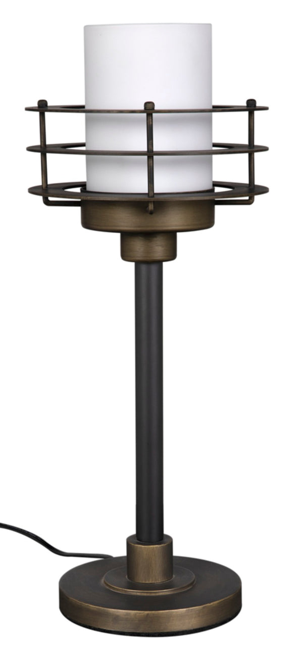 Noir Lighthouse Lamp - Coastal-Inspired Design with Frosted Glass Shade for Elegant Ambient Lighting LAMP793