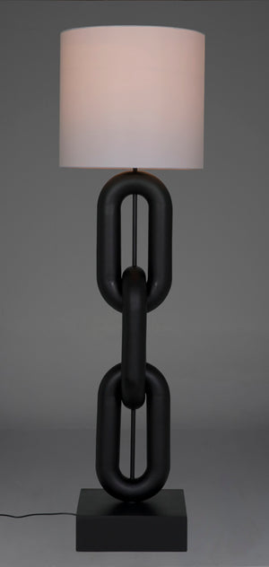 Noir Alcatraz Floor Lamp with Silk Shade - Timeless Black Design for Living Rooms & Office Ambiance LAMP794SH