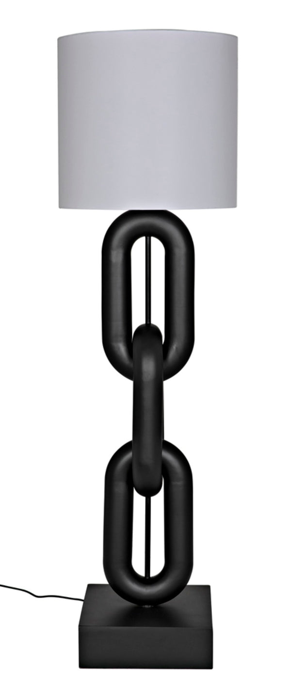 Noir Alcatraz Floor Lamp with Silk Shade - Timeless Black Design for Living Rooms & Office Ambiance LAMP794SH