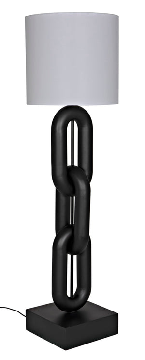 Noir Alcatraz Floor Lamp with Silk Shade - Timeless Black Design for Living Rooms & Office Ambiance LAMP794SH