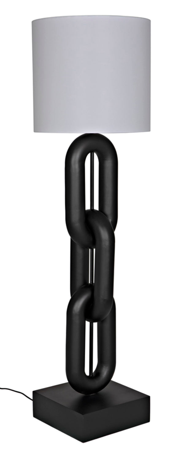 Noir Alcatraz Floor Lamp with Silk Shade - Timeless Black Design for Living Rooms & Office Ambiance LAMP794SH