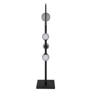 Noir Dasha Floor Lamp - Modern Matte Black Iron Light with Frosted Globe for Ambient Living Room Elegance LAMP796MTB