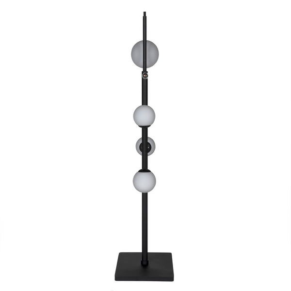 Noir Dasha Floor Lamp - Modern Matte Black Iron Light with Frosted Globe for Ambient Living Room Elegance LAMP796MTB