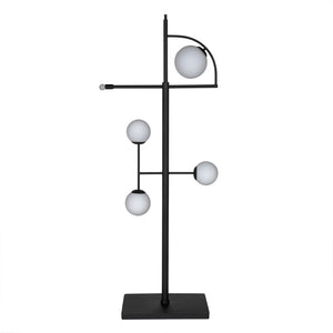 Noir Dasha Floor Lamp - Modern Matte Black Iron Light with Frosted Globe for Ambient Living Room Elegance LAMP796MTB