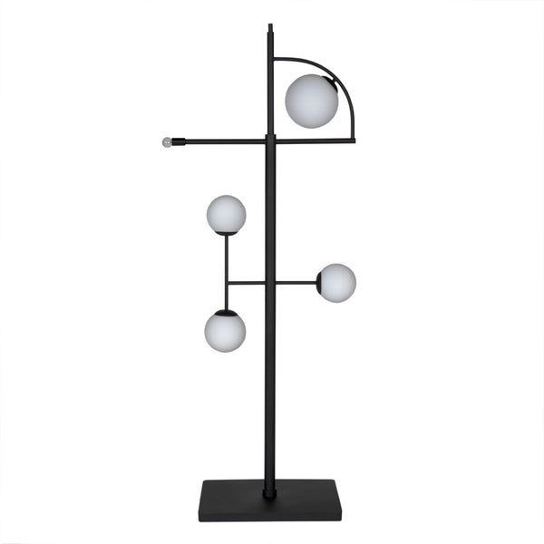 Noir Dasha Floor Lamp - Modern Matte Black Iron Light with Frosted Globe for Ambient Living Room Elegance LAMP796MTB