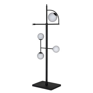 Noir Dasha Floor Lamp - Modern Matte Black Iron Light with Frosted Globe for Ambient Living Room Elegance LAMP796MTB