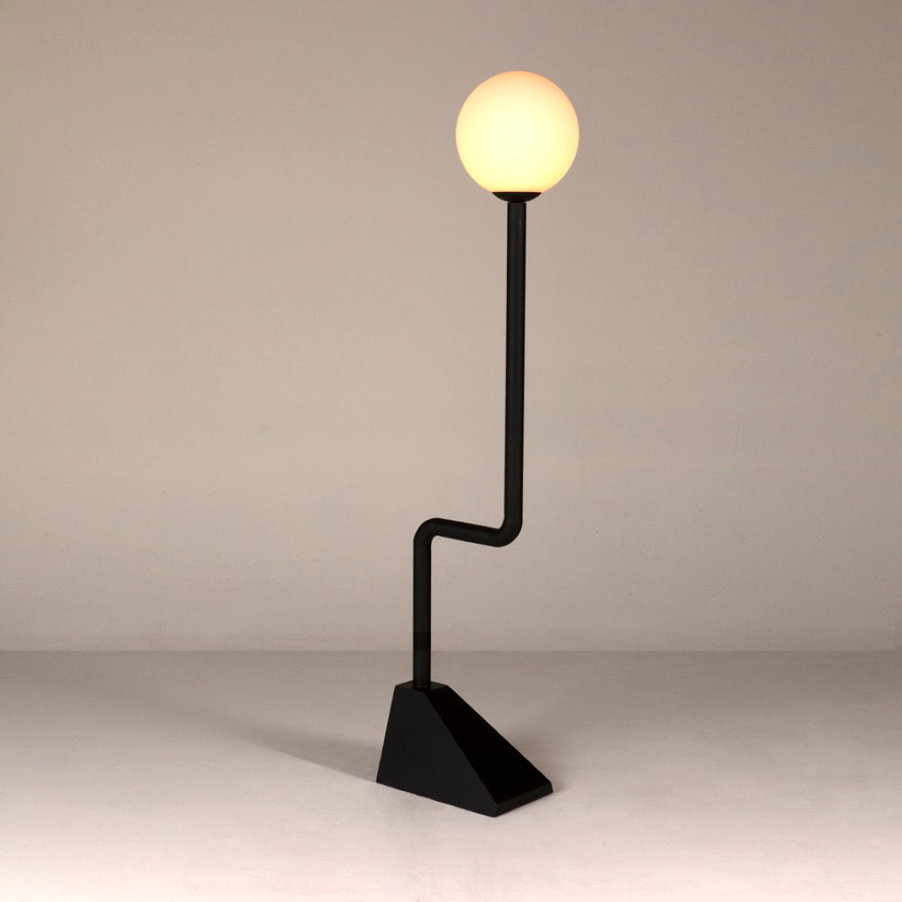 Noir Dallas Floor Lamp - Industrial Iron Design with Frosted Globe for Ambient Lighting in Any Room LAMP797MTB