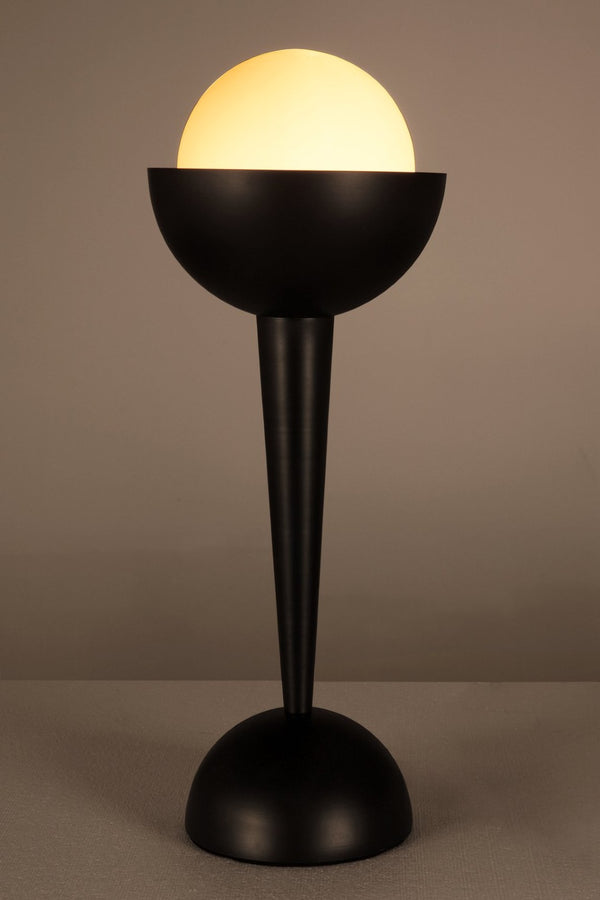 Noir Sunday Morning Lamp - Minimalist Matte Black Table Lamp with Frosted Glass Shade for Warm Ambience LAMP798MTB
