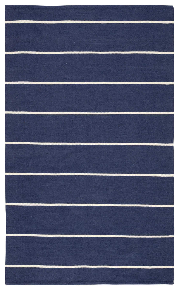 Jaipur Living Jaipur Living Corbina Flatweave Recycled Pet Stripe Rug for Indoor Outdoor Spaces Dark Blue 7'6"X9'6" RUG143121