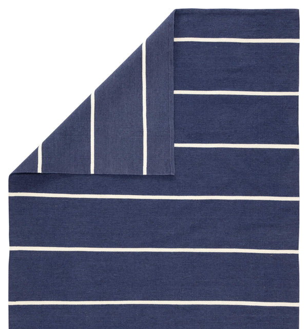 Jaipur Living Jaipur Living Corbina Flatweave Recycled Pet Stripe Rug for Indoor Outdoor Spaces Dark Blue 7'6"X9'6" RUG143121