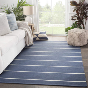 Jaipur Living Jaipur Living Corbina Flatweave Recycled Pet Stripe Rug for Indoor Outdoor Spaces Dark Blue 7'6"X9'6" RUG143121