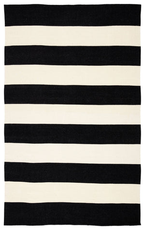 Jaipur Living Jaipur Living Lanai Flatweave Indoor Outdoor Rug Nautical Stripe Recycled Pet Yarn Black 4'X6' RUG143140