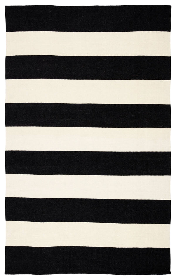Jaipur Living Jaipur Living Lanai Flatweave Indoor Outdoor Rug Nautical Stripe Recycled Pet Yarn Black 4'X6' RUG143140