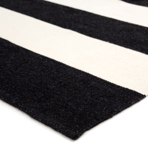 Jaipur Living Jaipur Living Lanai Flatweave Indoor Outdoor Rug Nautical Stripe Recycled Pet Yarn Black 4'X6' RUG143140