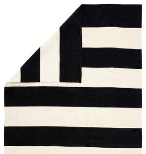 Jaipur Living Jaipur Living Lanai Flatweave Indoor Outdoor Rug Nautical Stripe Recycled Pet Yarn Black 4'X6' RUG143140