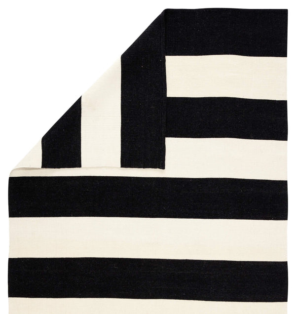 Jaipur Living Jaipur Living Lanai Flatweave Indoor Outdoor Rug Nautical Stripe Recycled Pet Yarn Black 4'X6' RUG143140