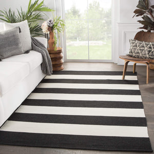 Jaipur Living Jaipur Living Lanai Flatweave Indoor Outdoor Rug Nautical Stripe Recycled Pet Yarn Black 4'X6' RUG143140