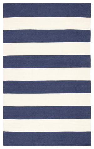Jaipur Living Jaipur Living Lanai Flatweave Indoor Outdoor Rug Nautical Stripe Recycled Pet Yarn Dark Blue 7'6"X9'6" RUG143146