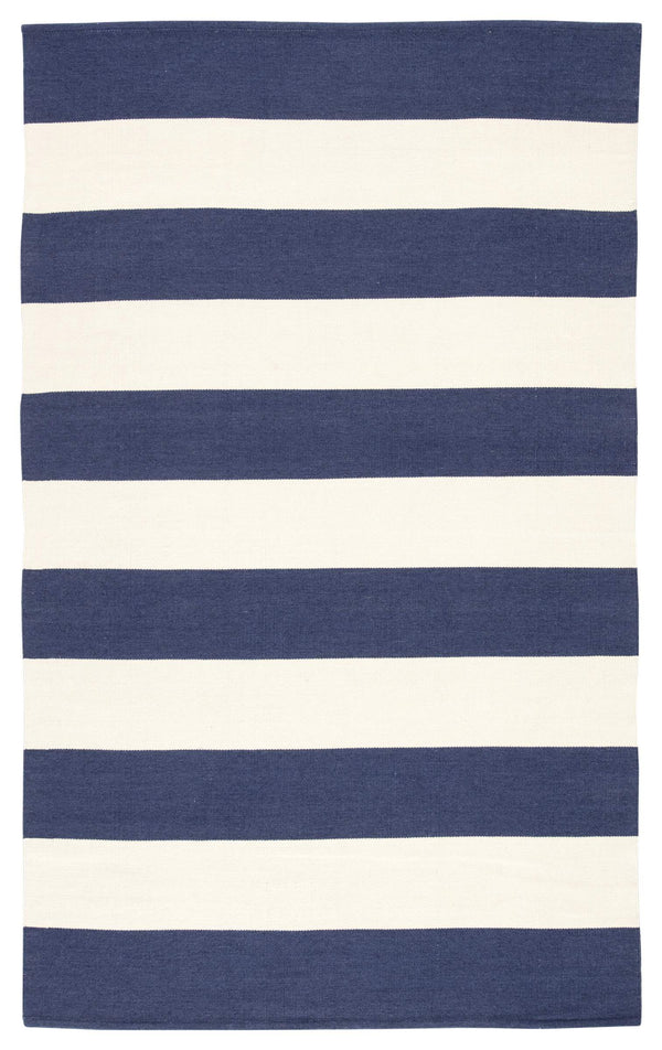 Jaipur Living Jaipur Living Lanai Flatweave Indoor Outdoor Rug Nautical Stripe Recycled Pet Yarn Dark Blue 7'6"X9'6" RUG143146