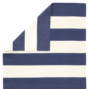 Jaipur Living Jaipur Living Lanai Flatweave Indoor Outdoor Rug Nautical Stripe Recycled Pet Yarn Dark Blue 7'6"X9'6" RUG143146
