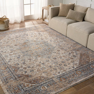 Jaipur Living Lark Heir Lar01 Powerloomed Machinemade 100% Polyester Traditional Medallion Indoor Rug Tan, Blue 100% Polyester Rug155266