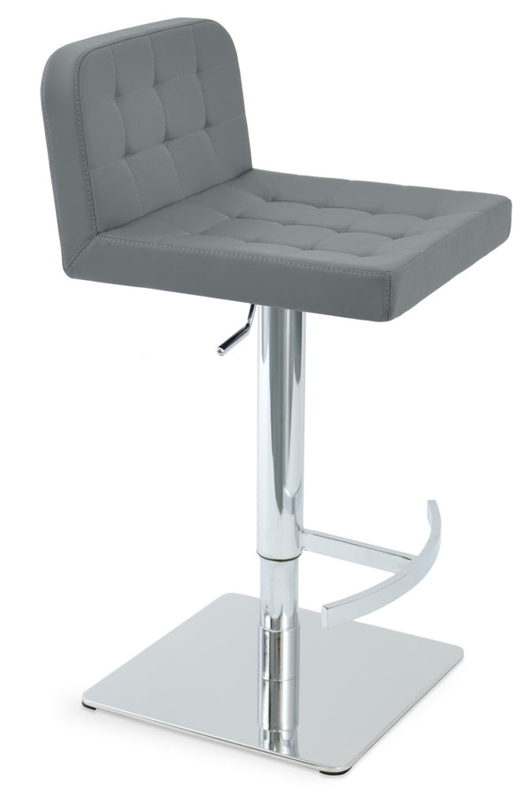 Soho Concept Patara Adjustable Piston Stool With Full Footrest & Polished Base - Soft White Leatherette Comfort Grey  Soho-concept-dining-chair-08898