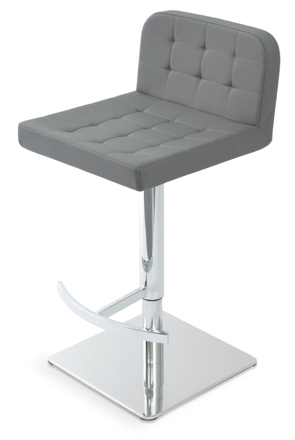 Soho Concept Patara Adjustable Piston Stool With Full Footrest & Polished Base - Soft White Leatherette Comfort Grey  Soho-concept-dining-chair-06919
