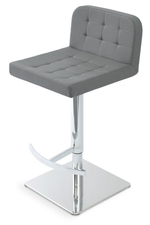 Soho Concept Patara Adjustable Piston Stool With Full Footrest & Polished Base - Soft White Leatherette Comfort Grey  Soho-concept-dining-chair-06919