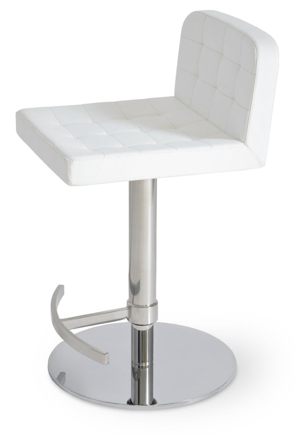 Soho Concept Patara Adjustable Piston Stool With Full Footrest & Polished Base - Soft White Leatherette Comfort White  Soho-concept-dining-chair-06916
