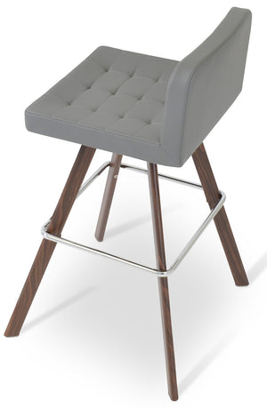 Soho Concept Patara Stylish Bar & Counter Stools - Durable Beech Wood, Luxe Fabrics, 10-year Guarantee, Made In Turkiye Walnut,Grey  Soho-concept-dining-chair-08886