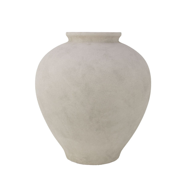 Zeugma Round Large Earth Grey Clay Jar - Stylish 10" Wide Decorative Storage Solution For Home Decor   Nw240425l