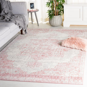 Safavieh Layla Transitional Area Rug - Elegant Power-loomed Design For Hallways, Durable And Stylish Accent Piece Ivory Grey ,Pink 78% Polypropylene,14% Jute,8% Latex Lay104u-8sq