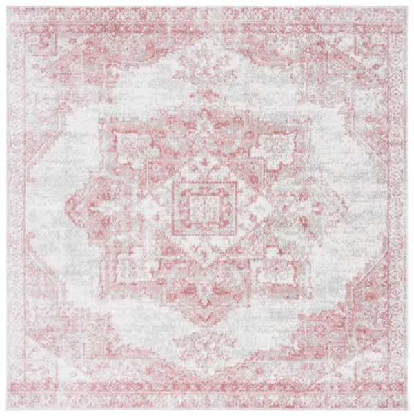 Safavieh Layla Transitional Area Rug - Elegant Power-loomed Design For Hallways, Durable And Stylish Accent Piece Ivory Grey ,Pink 78% Polypropylene,14% Jute,8% Latex Lay104u-8sq