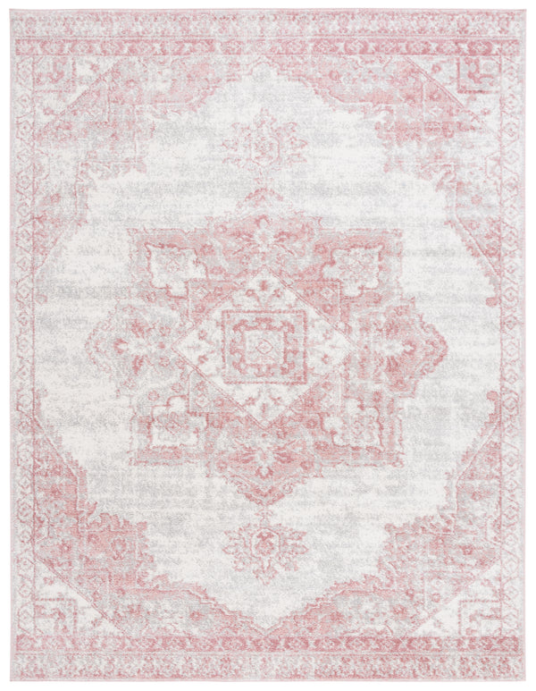 Safavieh Layla Transitional Area Rug - Elegant Power-loomed Design For Hallways, Durable And Stylish Accent Piece Ivory Grey ,Pink 78% Polypropylene,14% Jute,8% Latex Lay104u-8sq
