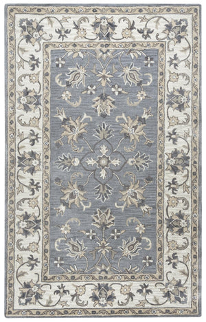 Alora Decor Liberty Hand‑Tufted Wool Rug With Muted Gray, Tan & Ivory Border — Traditional Shabby‑Chic Elegance 9' x 12' LIBLB102600460912